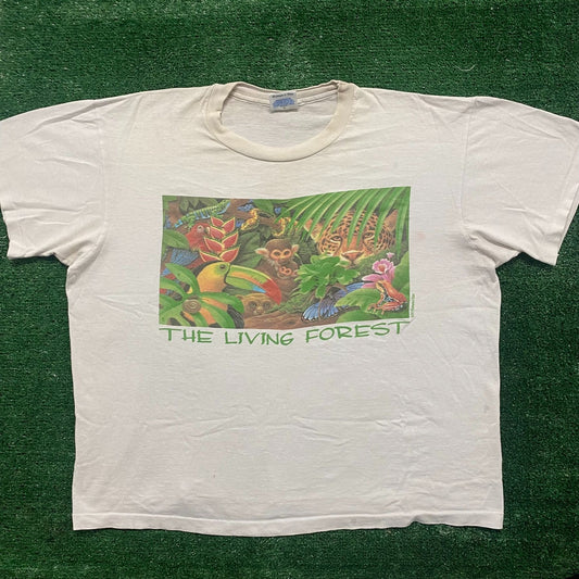 Vintage 90s Jungle Nature Shirt Animal Single Stitch Art Tee
