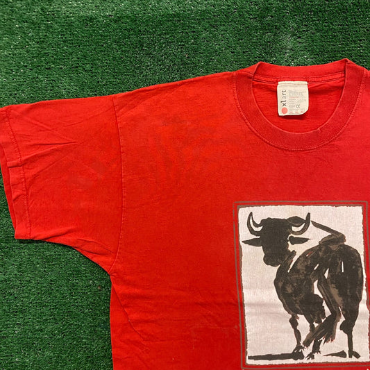 Vintage Y2K Baggy Pablo Picasso Bull Art Painting T-Shirt