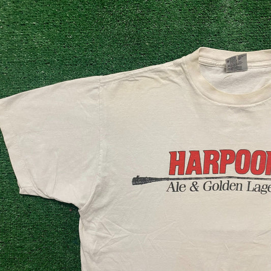 Vintage 90s Essential Harpoon Lager Beer Single Stitch Tee