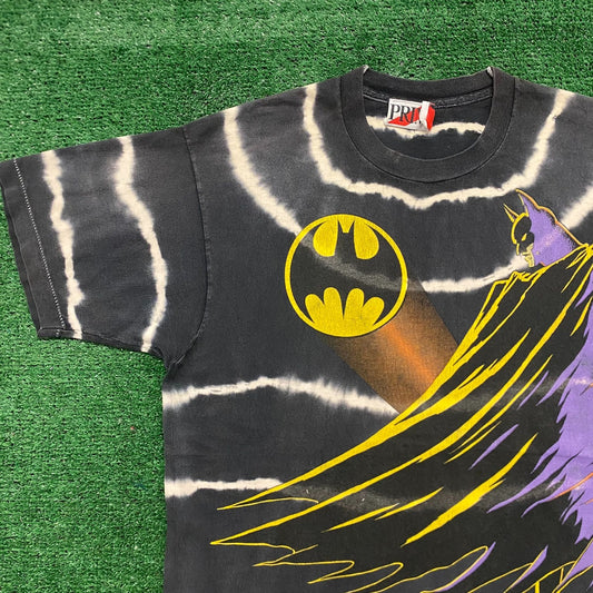 Vintage 80s Batman Tie Dye Baggy Single Stitch AOP T-Shirt
