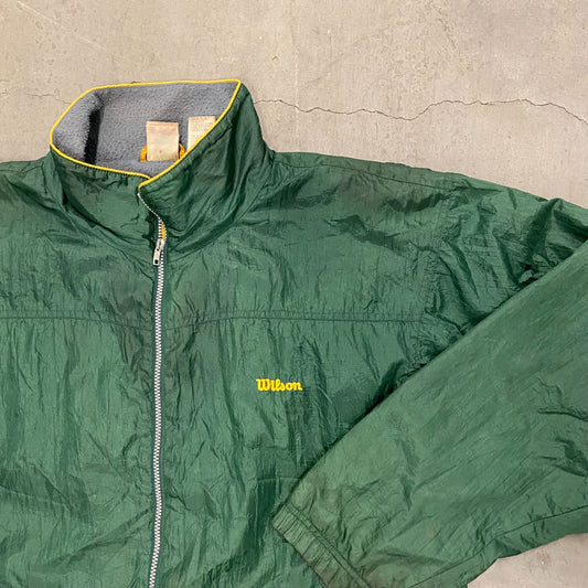 Vintage 90s Wilson Zip Windbreaker Green Athletic Jacket