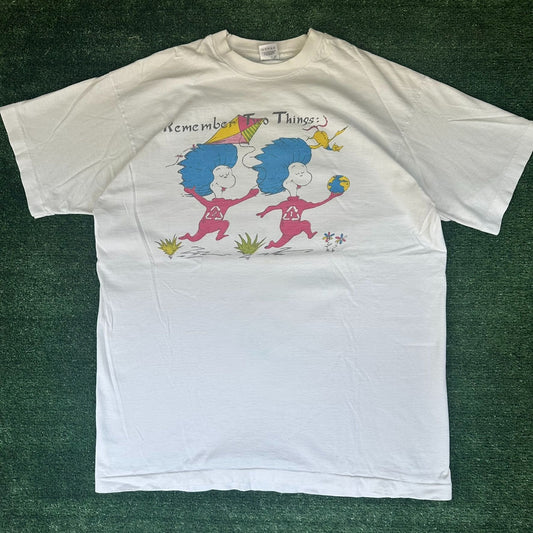 Vintage 90s Dr. Seuss Two Things Environmental T-Shirt Earth Gorpcore Hippie XL