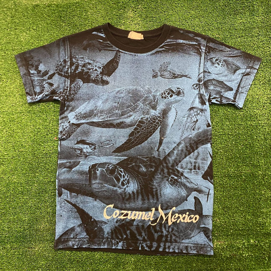 Cozumel Mexico Turtles AOP Vintage Animals Nature T-Shirt
