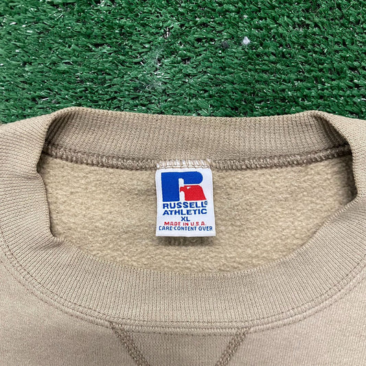 Vintage 90s Russell Crewneck Beige Tan Tonal Sweatshirt