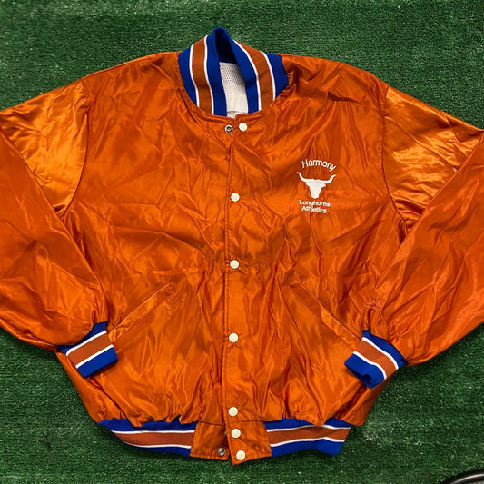 Vintage 90s Longhorn Athletics Sports Satin Bomber Jacket