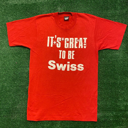 Vintage 90s Essential Swiss Pride Switzerland Single Stitch T-Shirt