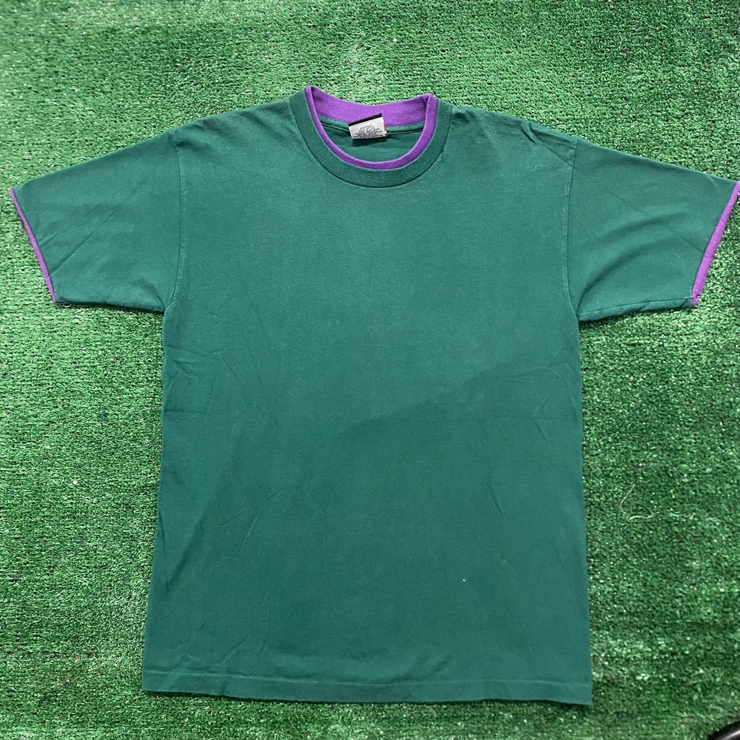 Vintage 90s Green Purple Blank Shirt Plain Single Stitch Tee