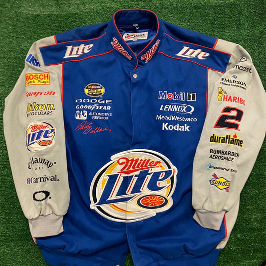 Rusty Wallce Miller Lite Beer Vintage NASCAR Racing Jacket