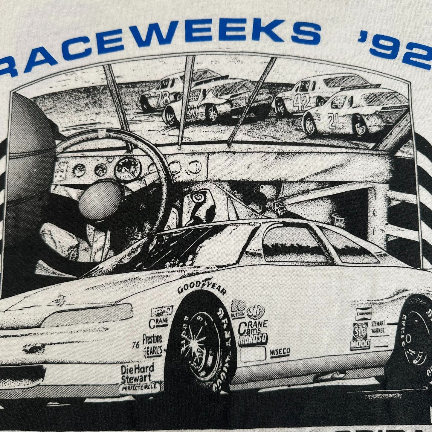 Vintage 90s Daytona 500 Raceweeks 1992 T-Shirt Single Stitch White S/M NASCAR