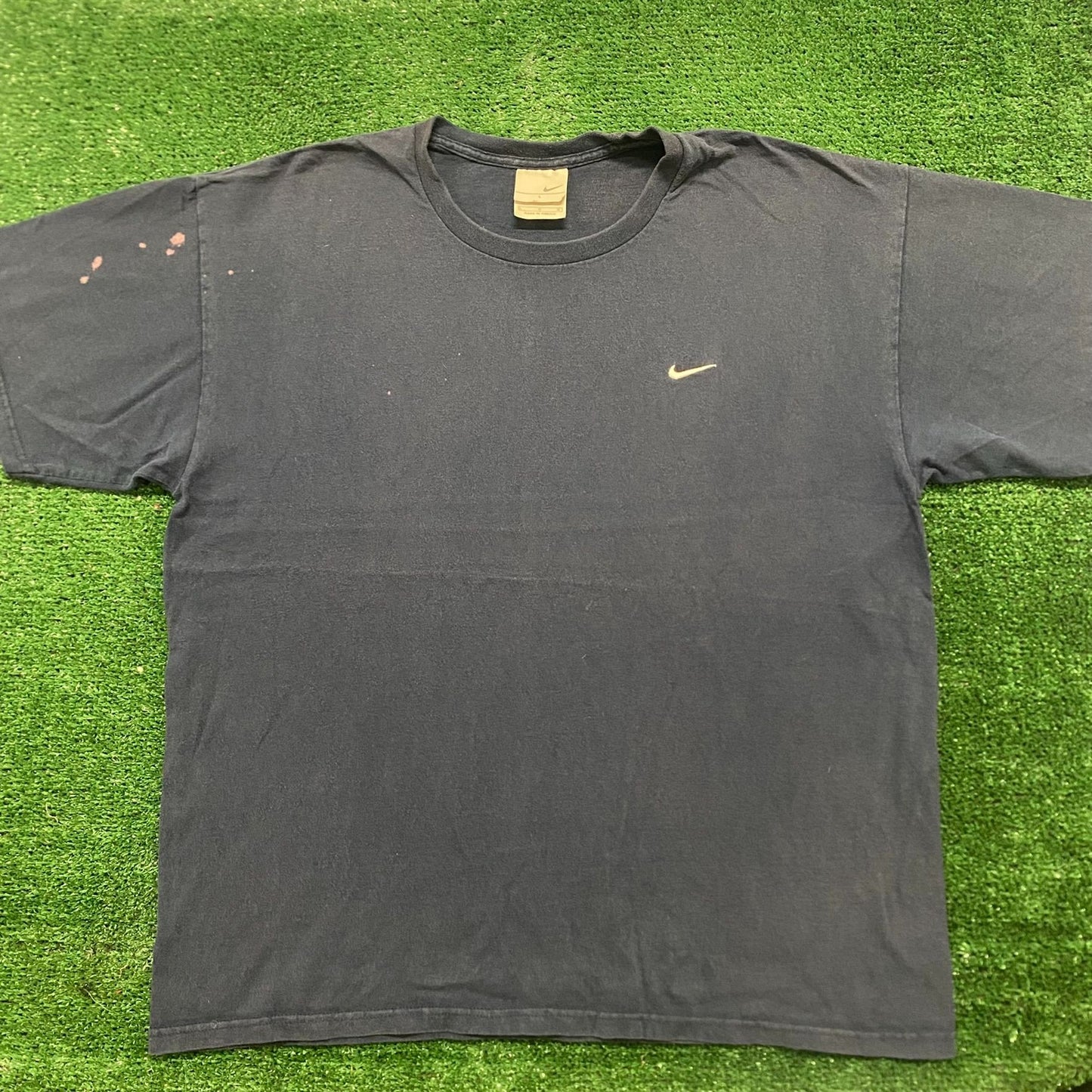 Vintage Y2K Nike Off Center Solo Swoosh Sun Faded Logo Tee