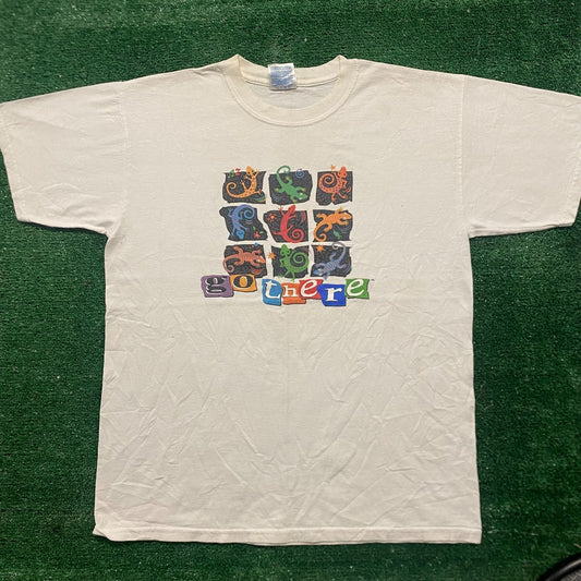 Vintage 90s Colorful Lizard Animal Pop Tropical Tourist Tee