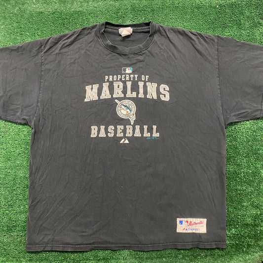 Vintage Y2K Florida Marlins MLB Baseball Baggy Sun Faded Tee