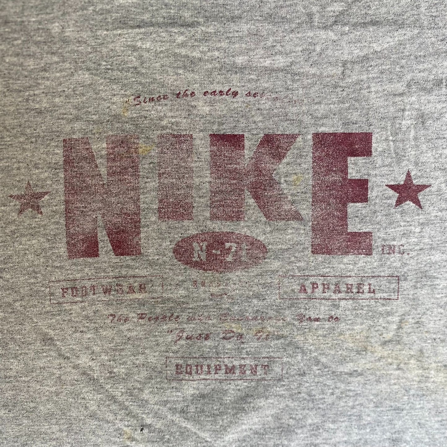 Vintage 90s Nike Spell Out Shirt Athletic Drill Logo Gray Tee