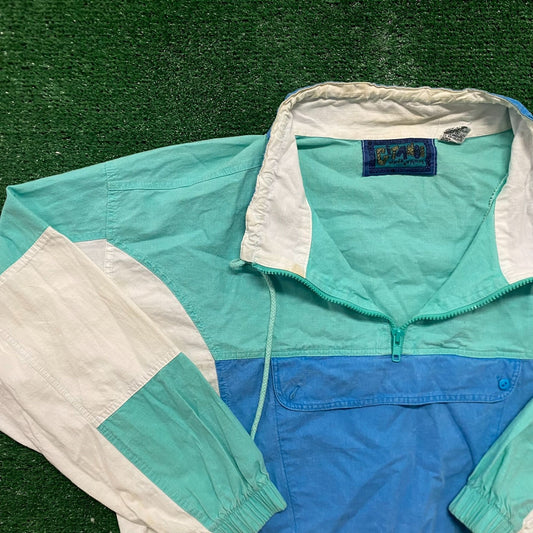 Vintage 80s Geometric Essential Pullover Windbreaker Jacket