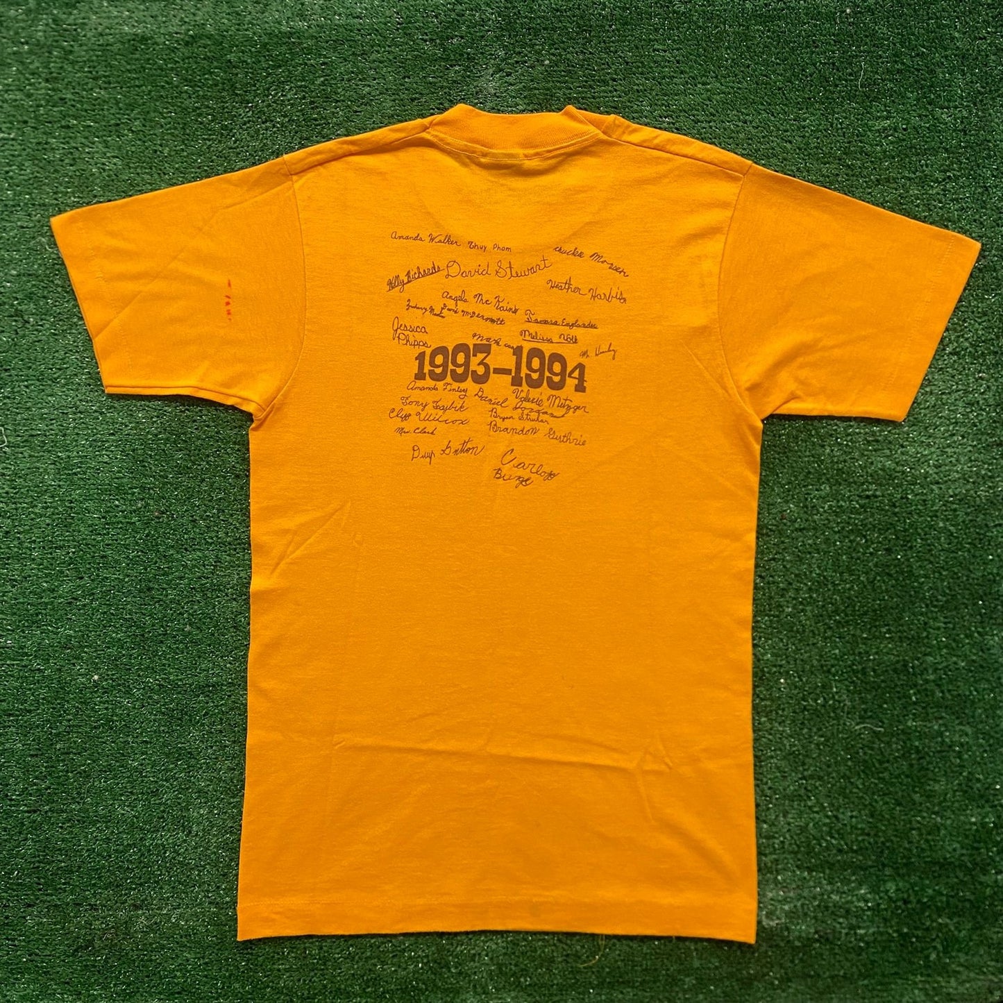 Vintage 90s Rams School Shirt Yellow Single Stitch Tee