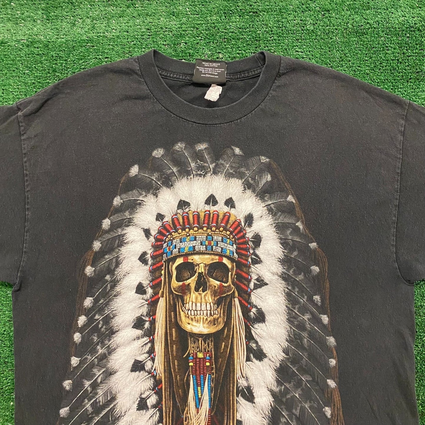 Native American Chief Skull Vintage Tribal Western T-Shirt