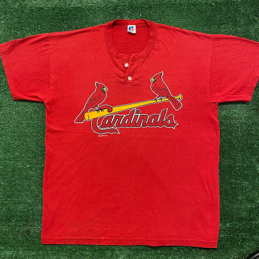 Vintage Y2K St. Louis Cardinals Baseball Logo MLB Henley Tee