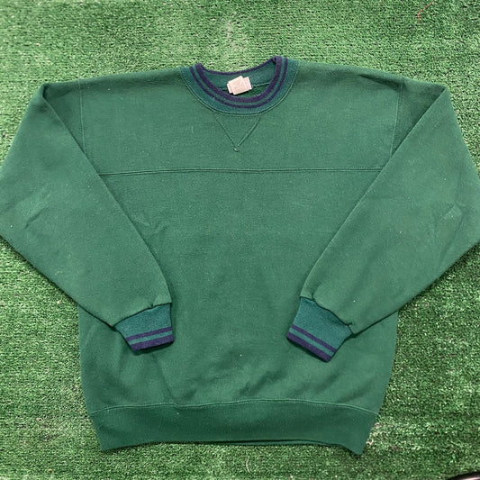 Vintage 90s Dark Forest Green Blank Crewneck Sweatshirt