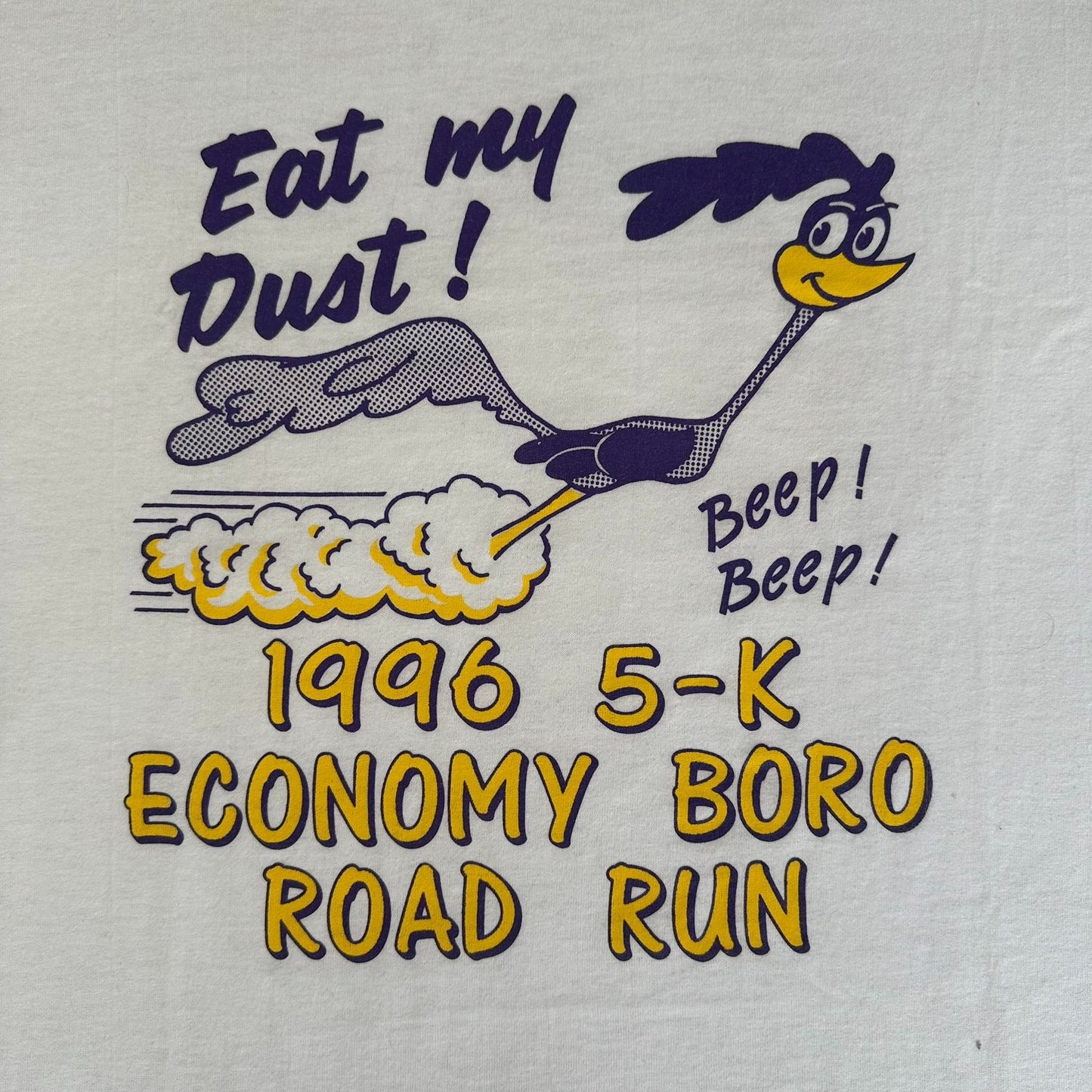 Vintage 90s Road Runner 5K T-Shirt Single Stitch White L Looney Tunes Streetwear