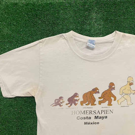 Vintage Y2K Homer Simpsons Evolution Cartoon Humor Tee