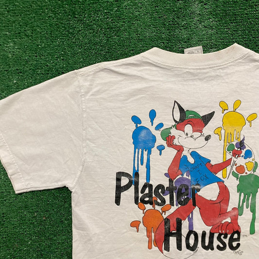 Vintage 90s Painting Fox Colorful Art Grunge Punk Artist Tee