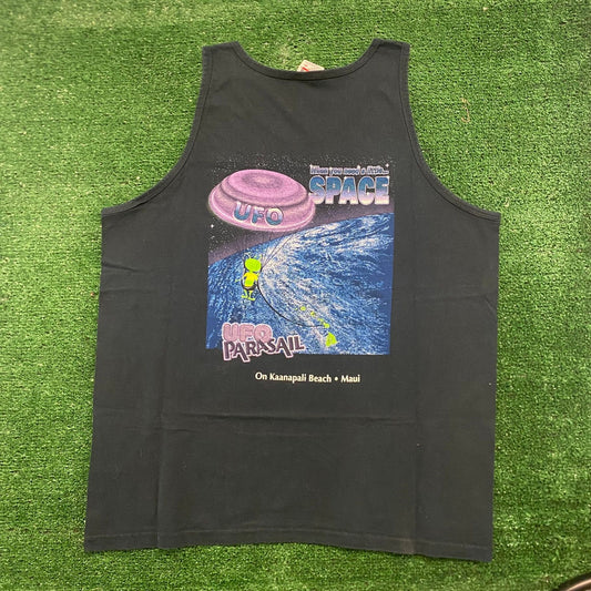 Vintage 90s UFO Parasail Hawaii Alien Beach Tank Top