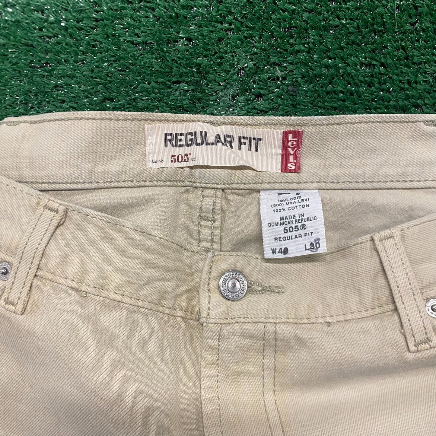 Levi's 505 Straight Fit Beige Vintage Denim Jeans Pants