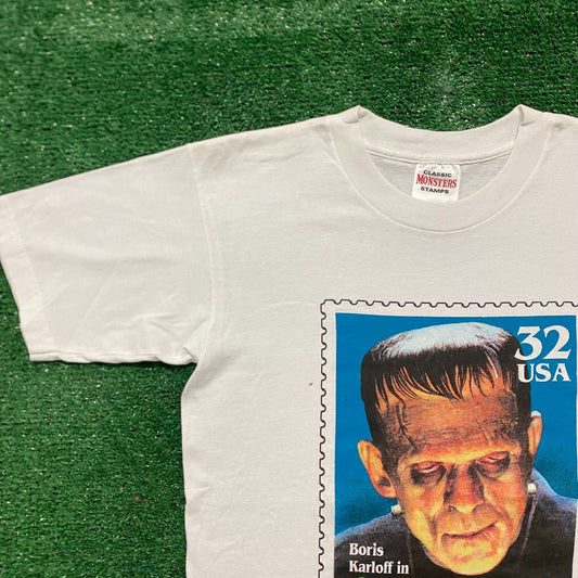 Vintage 90s Frankenstein Stamp Essential Horror Movie Tee