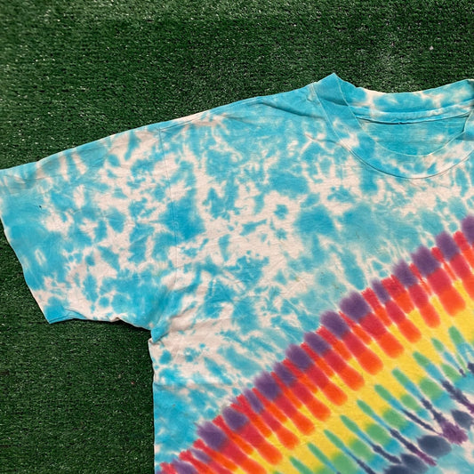 Vintage 90s Rainbow Tie Dye Colorful Single Stitch Tee