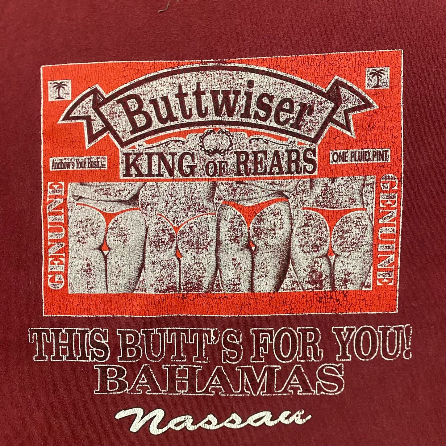 Vintage 90s Budweiser Butt Parody Essential Tourist Tee