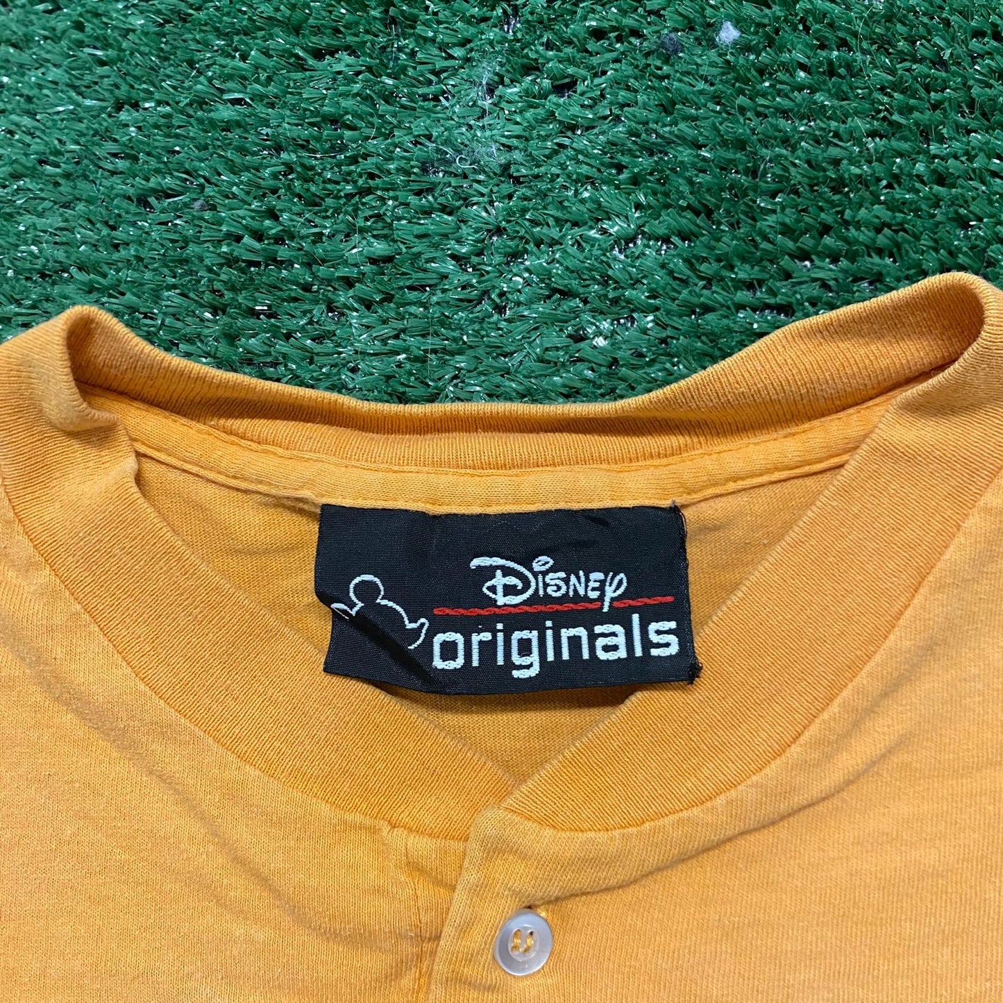 Vintage 90s  Disney Lion King Yellow Embroidered Henley Tee