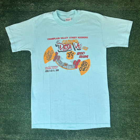Vintage 80s Champlain Valley Hot Rod Run T-Shirt 1989 Paper Thin Single Stitch M
