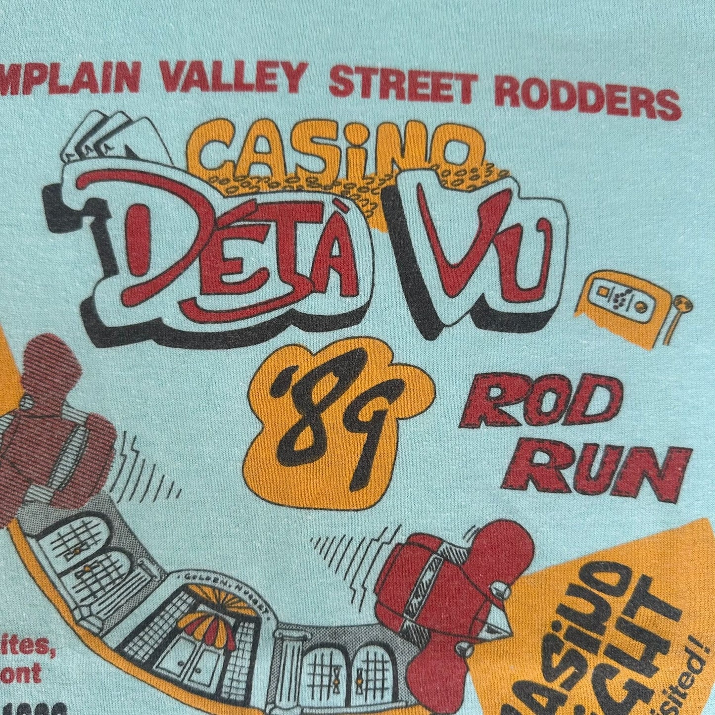 Vintage 80s Champlain Valley Hot Rod Run T-Shirt 1989 Paper Thin Single Stitch M