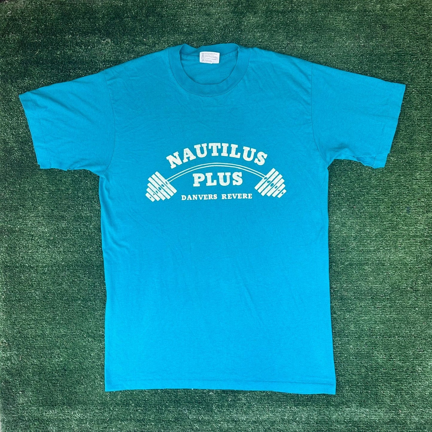 Vintage 80s Massachusetts Bodybuilding Gym T-Shirt Blue M Single Stitch 50/50