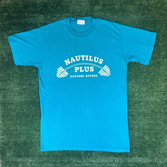 Vintage 80s Massachusetts Bodybuilding Gym T-Shirt Blue M Single Stitch 50/50