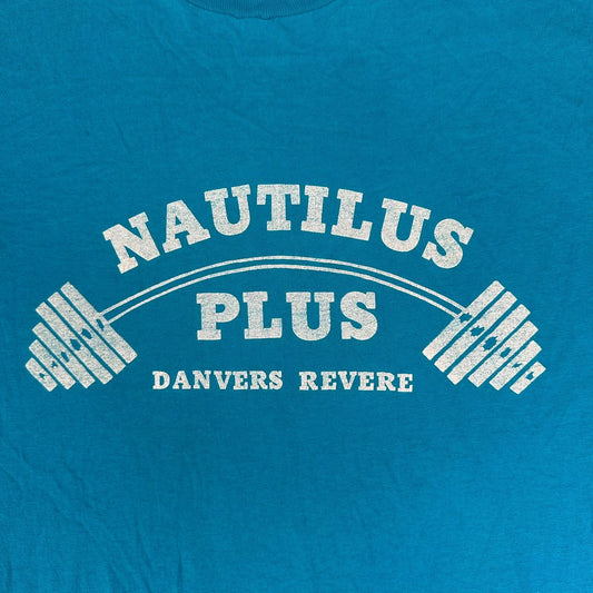 Vintage 80s Massachusetts Bodybuilding Gym T-Shirt Blue M Single Stitch 50/50