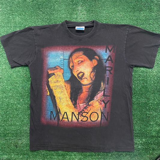 Vintage 90s Marilyn Manson Sun Faded Goth Metal Band Tee