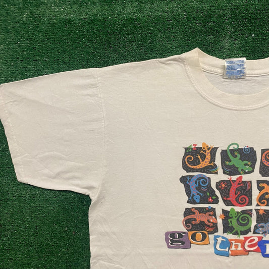 Vintage 90s Colorful Lizard Animal Pop Tropical Tourist Tee