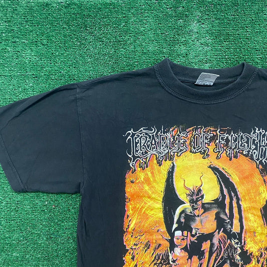 Vintage 90s Cradle of Filth Behind Satan Gothic Metal Band Tee