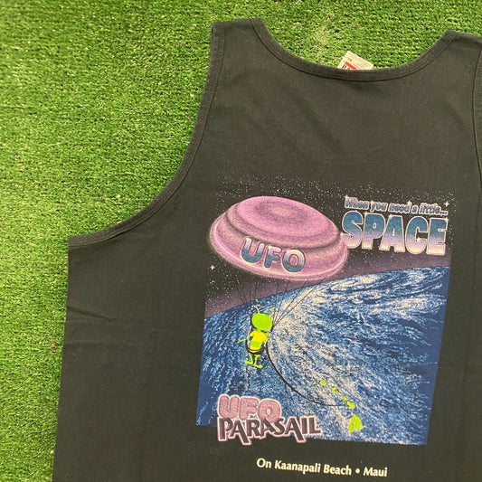 Vintage 90s UFO Parasail Hawaii Alien Beach Tank Top