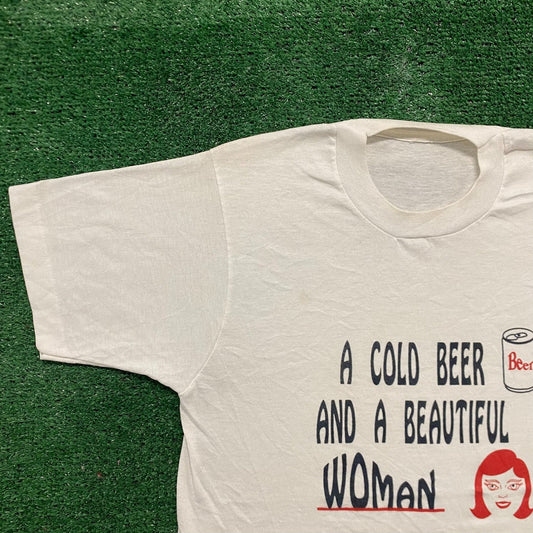 Vintage 80s Essential Beer and Woman Male Humor T-Shirt