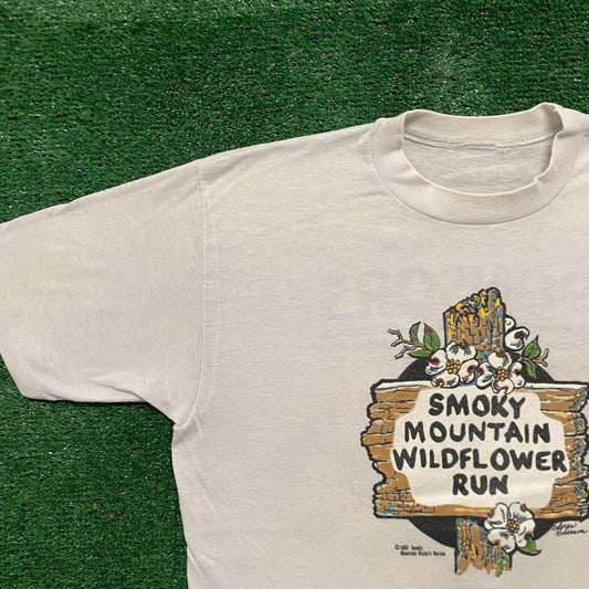 Vintage 80s Smoky Mountain Single Stitch Floral Nature Tee