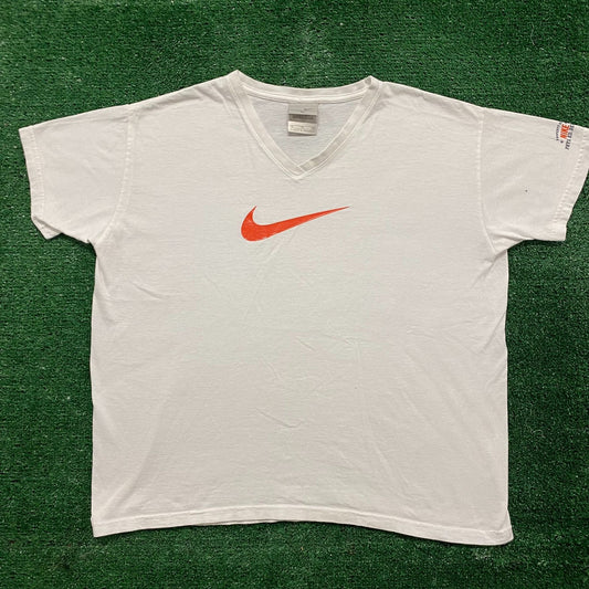 Vintage Y2K Nike Center Swoosh Big Logo White Athletic Tee