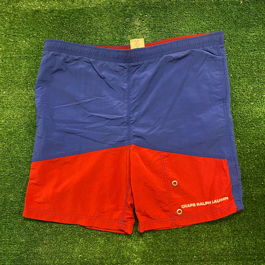 Chaps Ralph Lauren Swimwear Vintage Color Block Swim Trunks