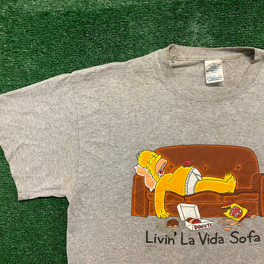 Vintage Y2K Homer Simpsons Lazy Humor Essential Cartoon Tee