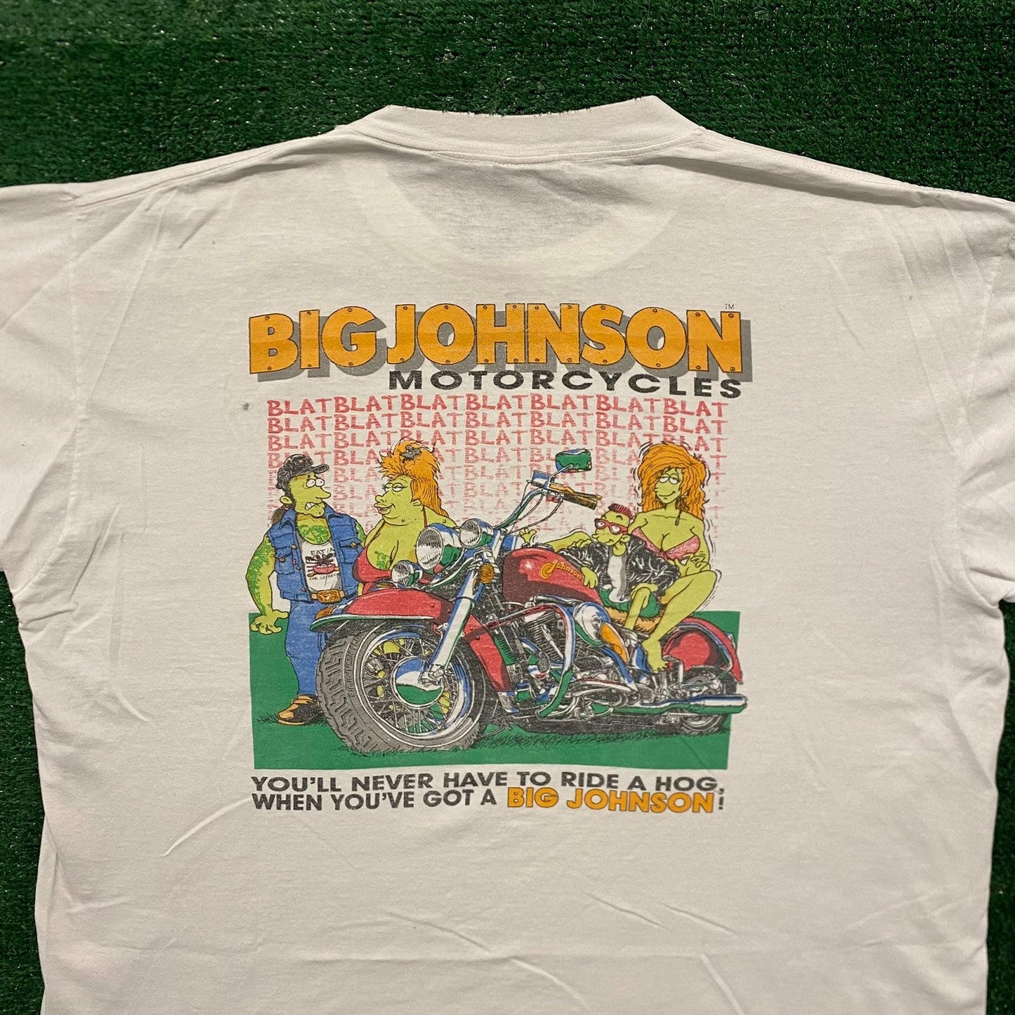 Big Johnson Motorcycles Vintage 90s Sex Humor T-Shirt