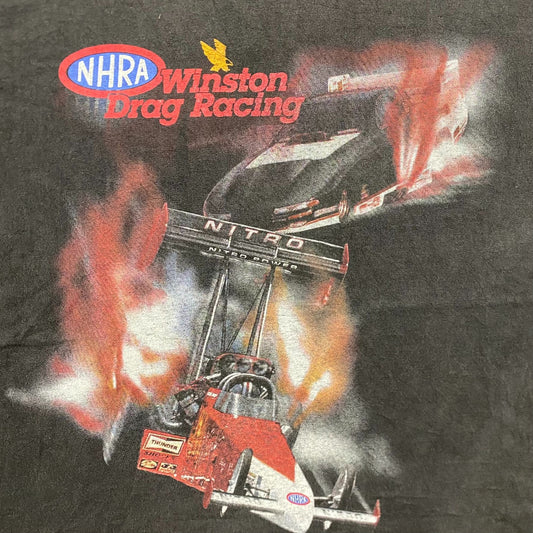 Vintage 90s Sun Faded NHRA Winston Drag Racing T-Shirt