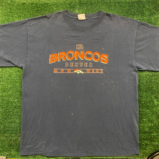 Vintage Y2K Denver Broncos Shirt Sun Faded Football Logo Tee