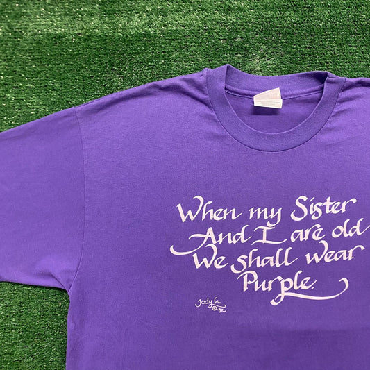 Vintage 90s Purple Sister Quote Single Stitch Baggy Tee