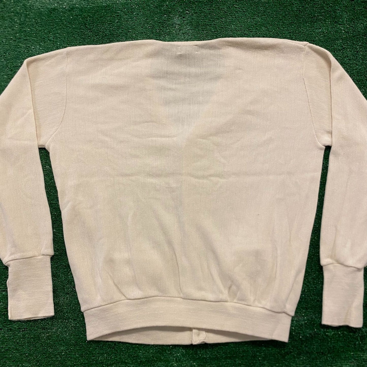 Grandpa Style Plain Vintage 80s Knit Golf Cardigan Sweater